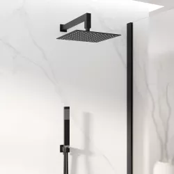 Braccio Doccia A Soffitto Da 40,6 Cm - Anpean, Nero Opaco, In Acciaio Inox, Filetto 1/2 NPT