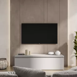 Porta tv 138x40h color grigio gesso con cassettone - Clary