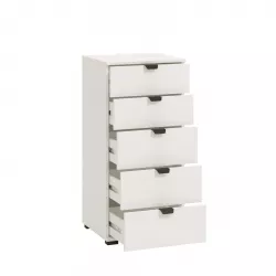 Cassettiera 45x95h cm con 5 cassetti in legno bianco - Venice