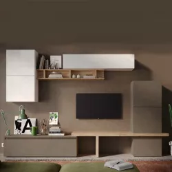 Libreria 166x186h cm 4 elementi in legno cadiz con vani a giorno e 2 ante -  Clary