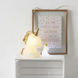 Lampada d'appoggio 36 h cm per bambini a forma di unicorno bianco