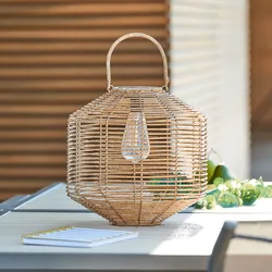 Lampada solare da esterno 30h cm in rattan naturale