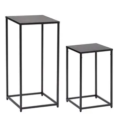 Set 2 tavolini impilabili in acciaio nero opaco