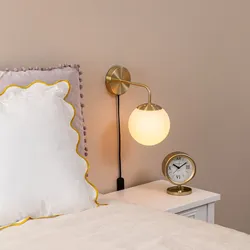 Lampada a parete a sfera 15 cm in vetro bianco e oro - Failith