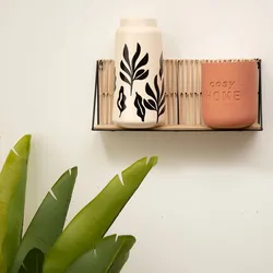 Mensola a muro 48 cm effetto legno naturale e metallo con intreccio