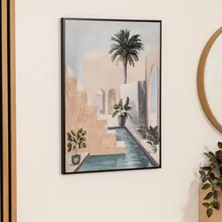 Decorazione da parete 58x78h cm in tessuto multicolore con cornice nero