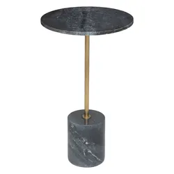Tavolino rotondo 36 cm con top e base in marmo naturale grigio - Jaqueline