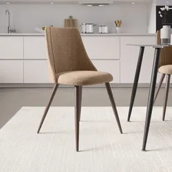 Sedia in tessuto beige con gambe in metallo effetto legno - Iupak