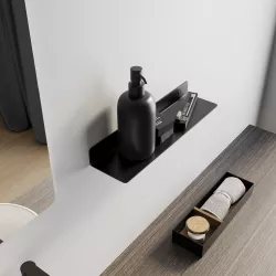 Mensola bagno 45 cm in alluminio nero - Arya