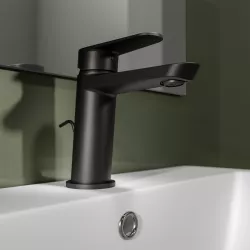 Miscelatore lavabo con scarico in ottone nero opaco – Lir