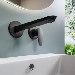 Miscelatore lavabo a muro canna 20 cm nero opaco – Lir