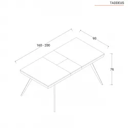 ARTEMISIA 140x80 allungabile 200 tavolo piano in cristallo effetto pietra  gambe in legno