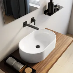 Lavabo d'appoggio 55x34 cm in ceramica bianco lucido - Virage