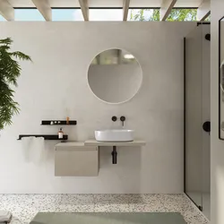 Mensolone bagno 80 cm con cassetto sospeso 50 cm in legno argilla - Plain