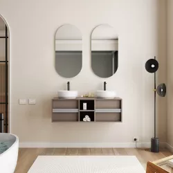 Mobile bagno portalavabo 120 cm con vano a giorno bronzo e specchio - Plint