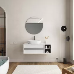 Mobile bagno portalavabo 120 cm bianco opaco con vano a giorno e specchio - Plint