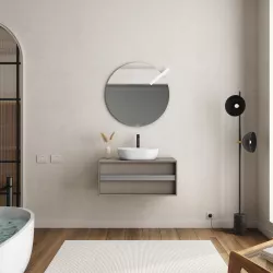 Mobile bagno portalavabo 90 cm bronzo con maniglia grigia e specchio - Plint