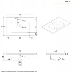 Mobile bagno sospeso 70 cm blu esotico opaco con lavabo e specchio