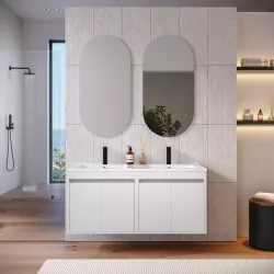 Mobile bagno sospeso 120 cm con ante bianco opaco e specchi - Dedalo