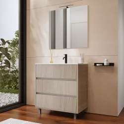 ARREDO BAGNO MOBILE SOFT 04 cm.80 SPECCHIO CONTENITORE FINITURA OLMO TERRA  EUR 839,00 - PicClick IT