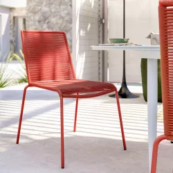 Sedia da giardino impilabile in corda rosso - Daki