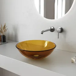 Lavabo da appoggio Ø 39 cm in vetro giallo - Esme