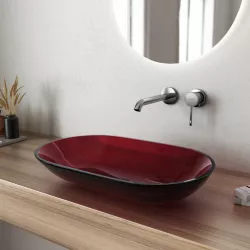 Lavabo da appoggio 56 x 36 cm in vetro bordeaux - Esme