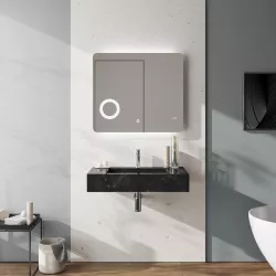 Lavabo sospeso o da appoggio 80 x 46 cm in gres marmorizzato nero - Damala