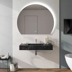 Lavabo sospeso o da appoggio 100 x 46cm in gres marmorizzato nero - Damala