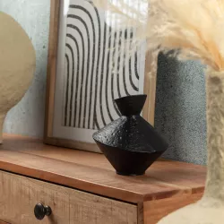 Vaso decorativo rotondo 15 cm in alluminio nero