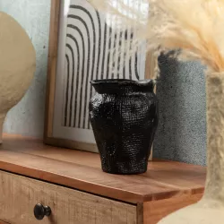 Vaso decorativo rotondo 14 cm in alluminio nero