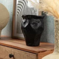 Vaso decorativo rotondo 17 cm in alluminio nero