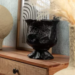 Vaso decorativo rotondo 21 cm in alluminio nero