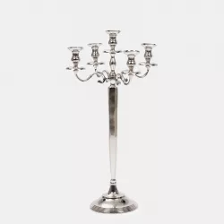 PATIKIL Portacandele In Metallo A 5 Bracci: Elegante Supporto Per Candeline Coniche, Alto 10,5 Cm Per Matrimoni E Cene Romantiche (Nero)