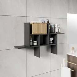Mensola bagno 100x60 h cm in legno antracite - Tetris