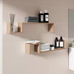 Set 2 mensole bagno 90x17,5 h cm in legno bianco - Tetris