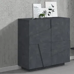 Scarpiera 81x86h cm con 2 ante in legno color ardesia - Sharps