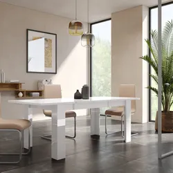 Tavolo allungabile 160-210x90 cm in legno bianco lucido - Bess