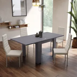Tavolo allungabile 90-180x90 cm in legno color ardesia - Bess