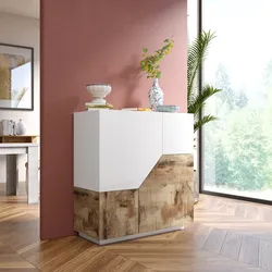 Credenza 100x106h cm in legno bianco e acero - Diako