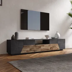 Mobile porta tv 220 cm con ante e cassetto in legno acero e grigio report - Diako