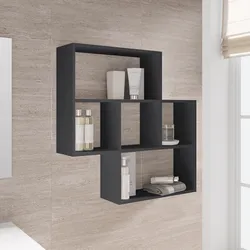 Mensola bagno 85x20 cm in legno antracite - Kantiko
