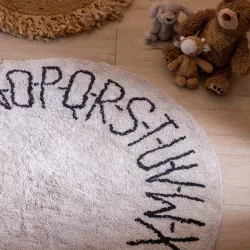 Tappeto per bambini rotondo 120 cm con alfabeto in cotone - Kids