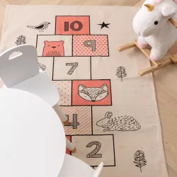 Tappeto per bambini rotondo 90 cm con stampa panda in cotone e juta - Kids