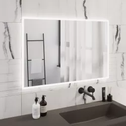 Specchio led 90x60 cm reversibile luce fredda con cornice satinata - Mepy