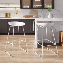 Set 2 sgabelli in polipropilene bianco con gambe in metallo - Breccia