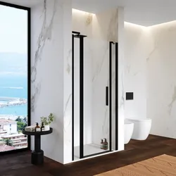 Box doccia nicchia 110 cm 20 giunto + 65 battente + 25 fisso con profilo nero 195h - Nilo