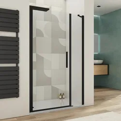 Box doccia nicchia 125 cm battente 90 e lato fisso 35 con profilo nero 190h - Nilo