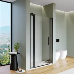 Box doccia nicchia 135 cm 25 giunto + 95 battente + 15 fisso con profilo nero 190h - Nilo