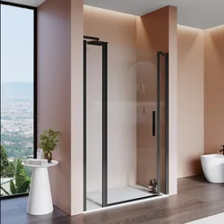 Box doccia nicchia 135 cm 35 giunto + 85 battente + 15 fisso con profilo nero 195h - Nilo